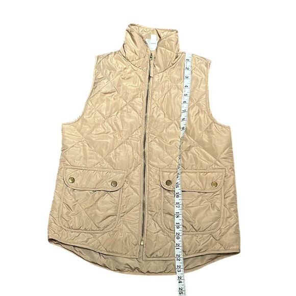 First Love Tan Quilted Vest With Gold Tone Hardware, Size S - Picture 4 of 8